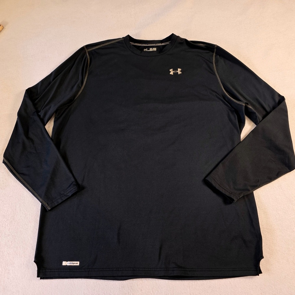 Under Armour ColdGear Mens 3XL Fitted Long Sleeve Shirt Black Performance Top